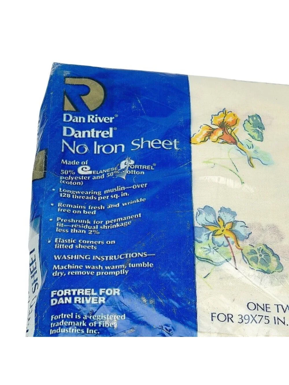 Dan River Twin Fitted Sheet Morning Glory Cream Floral Vintage New
